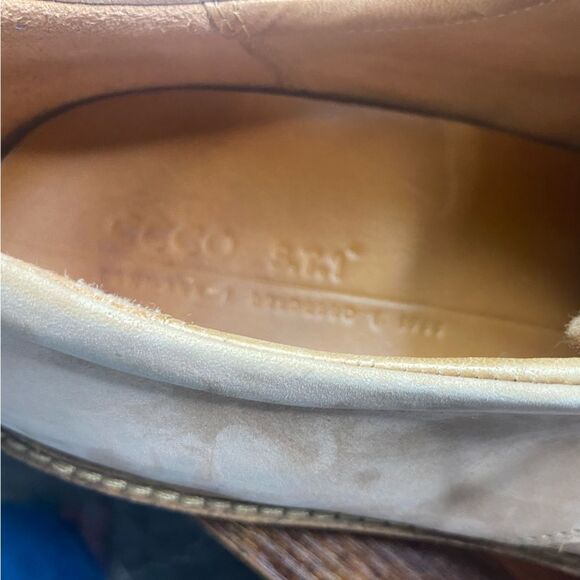 ECCO ST.1 Tan Hybrid Perforated Plain Toe Derby Nubuck Cashmere Loafer Shoe 8.5 - Picture 7 of 9